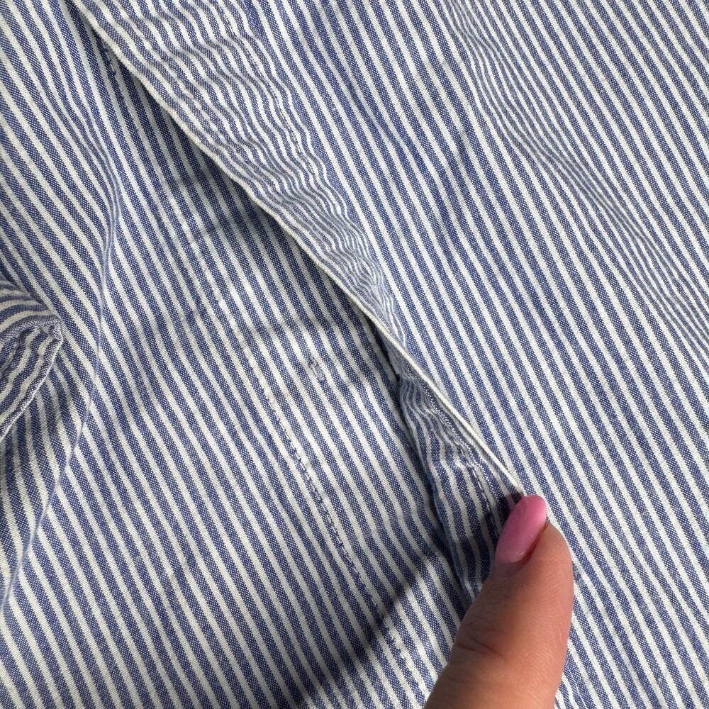 The Foundry Men's size 2XLT Big & Tall Blue Stripe Button Down Long Sleeve Shirt - Picture 9 of 9